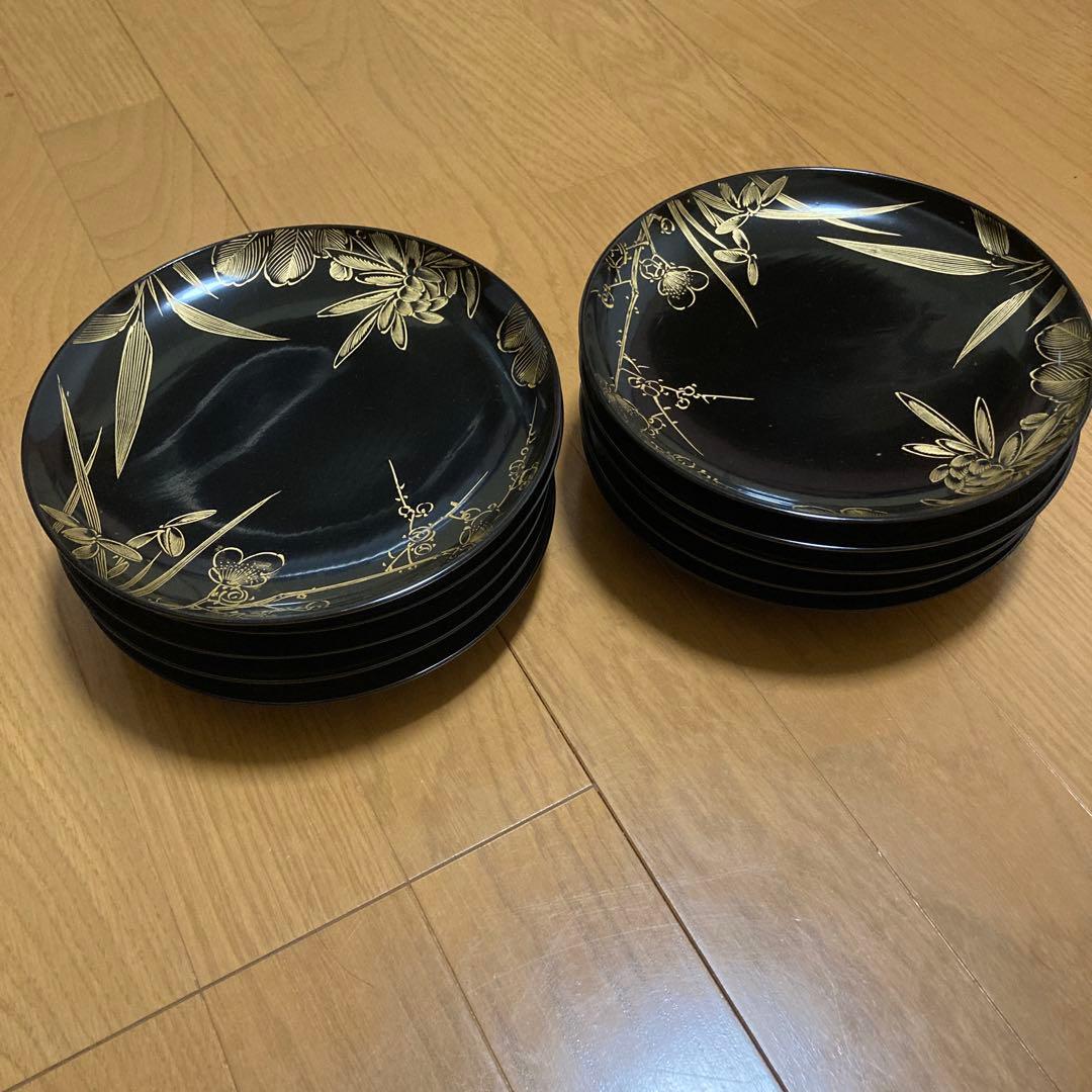 輪島塗　沈金　中皿　10枚