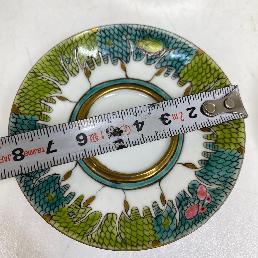 中国清時代　同治年製　粉彩花蝶図蓋茶碗　タルサ　東さ7-0407☆2F