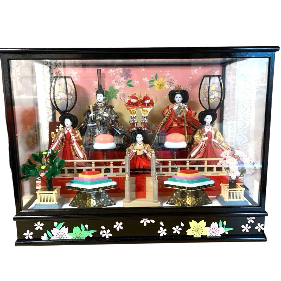 雛飾り　ガラスケース　雛人形　お内裏様　美品　オルゴール付　1368