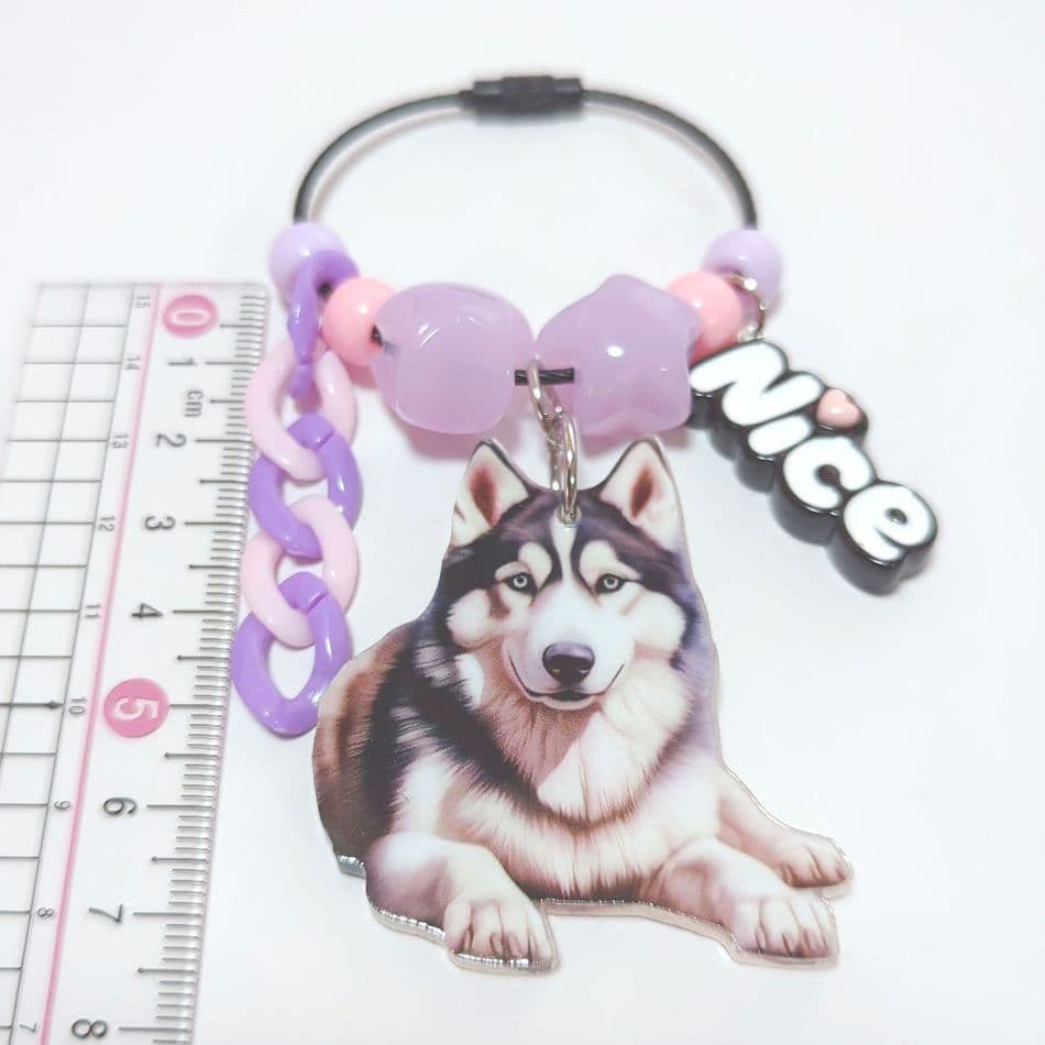 ハスキーキーホルダー　犬雑貨　犬キーホルダー