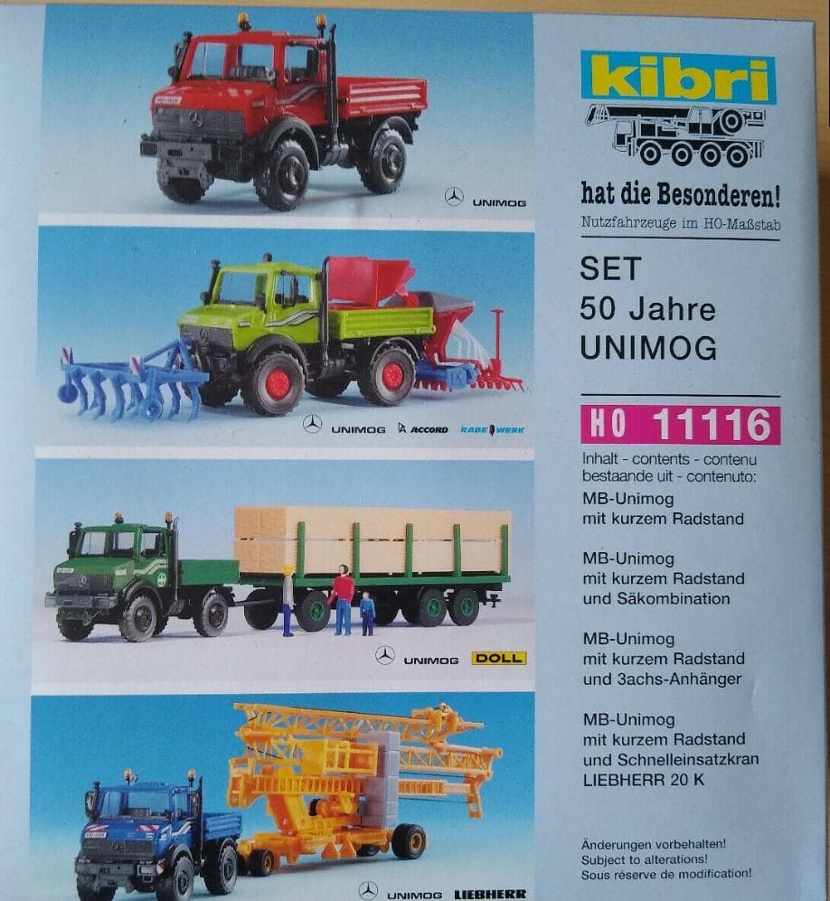 kibri 11116 UNIMOG 50 Jahre 4台セット HO