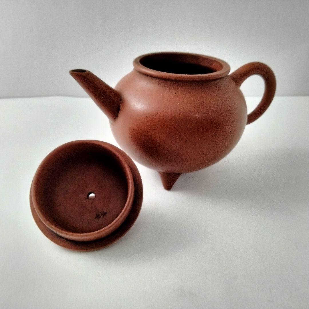 M156-4 朱泥 紫砂壷 一片幽香出 孟臣 水平 款 急須 古作　 i