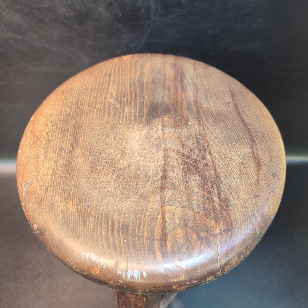 木製スツール 丸椅子 無垢材 三脚 昭和レトロ ヴィンテージ アンティーク 骨董