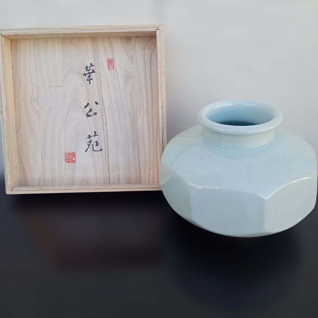華道具　華公苑　池坊　青磁八角　陶器　生け花　小原流　草月流　自由花　変形花器