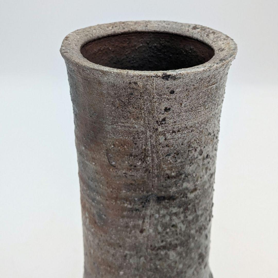 酉々窯 岩淵重哉 自然釉竹花生 四方桟盛蓋共箱共布栞 花器 フラワーベース 京焼