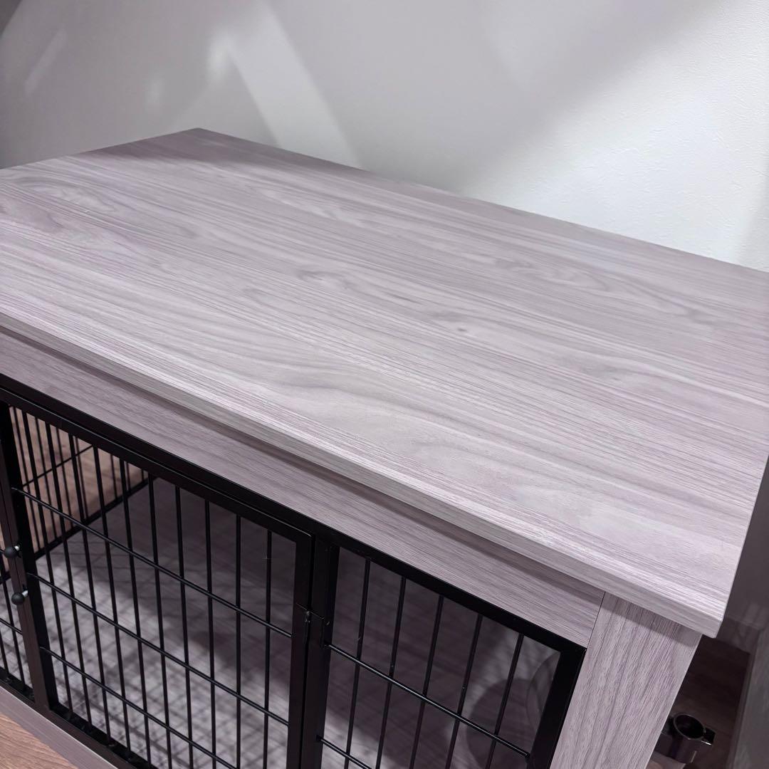 極美品！【Petnniko】犬ケージ 室内用 グレー ウォーターディッシュ付き