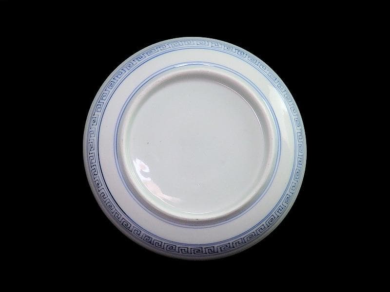 古伊万里　染付　線描き　草花紋の図　３寸半　手塩皿　２枚　E770AS-fbre