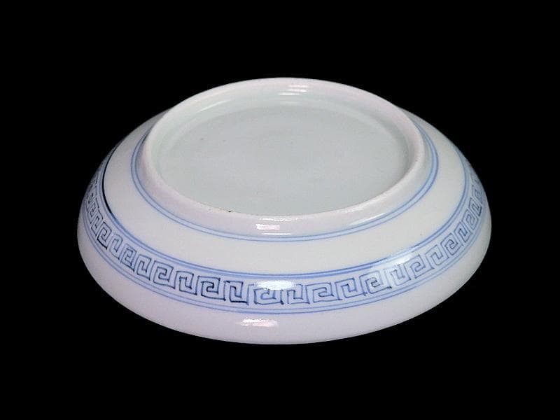 古伊万里　染付　線描き　草花紋の図　３寸半　手塩皿　２枚　E770AS-fbre