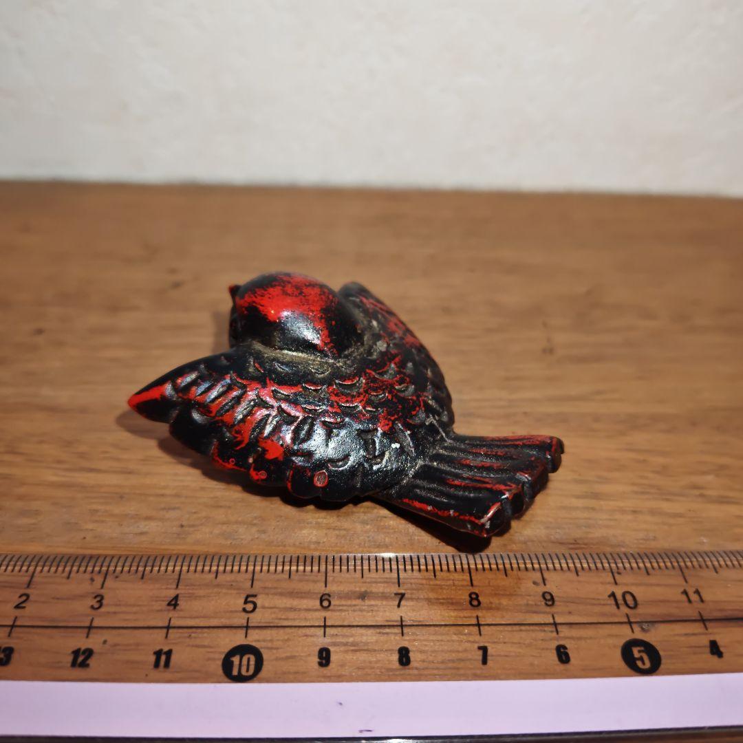 時代提物 極上木彫根付【福来雀】両羽根間約5.1cm 嘴尾間約6cm 重さ約8ｇ
