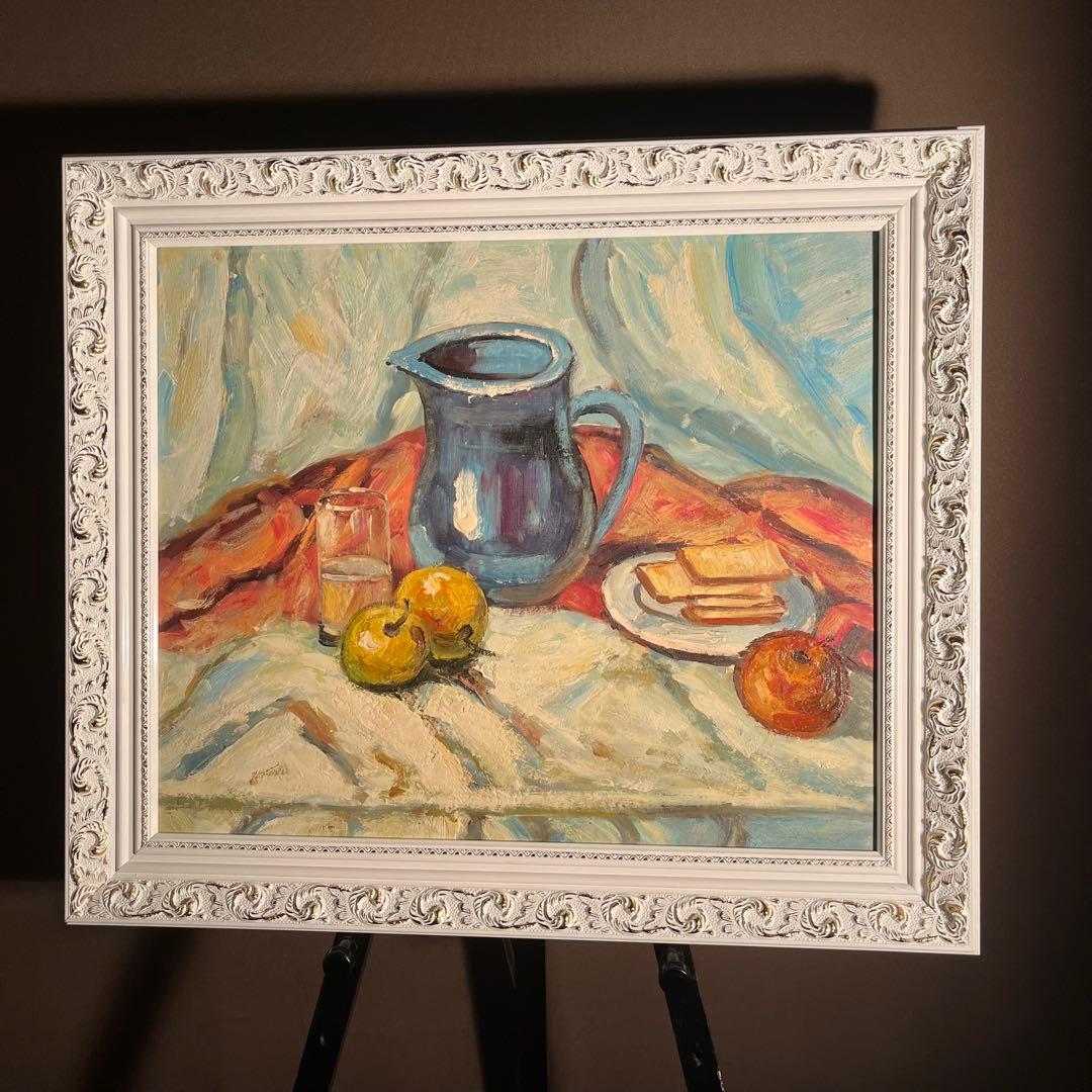 ★秀作★ 手書き油絵 静物 額付 肉筆絵画 インテリア 油彩画