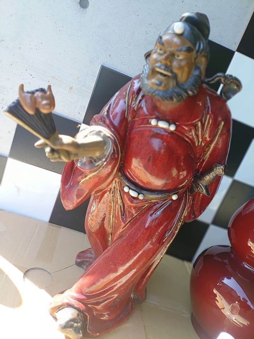 愛知 石湾陶器 中国 神様 鍾馗 しょうき像 疱瘡 魔除け 骨董品 学業合格祈願