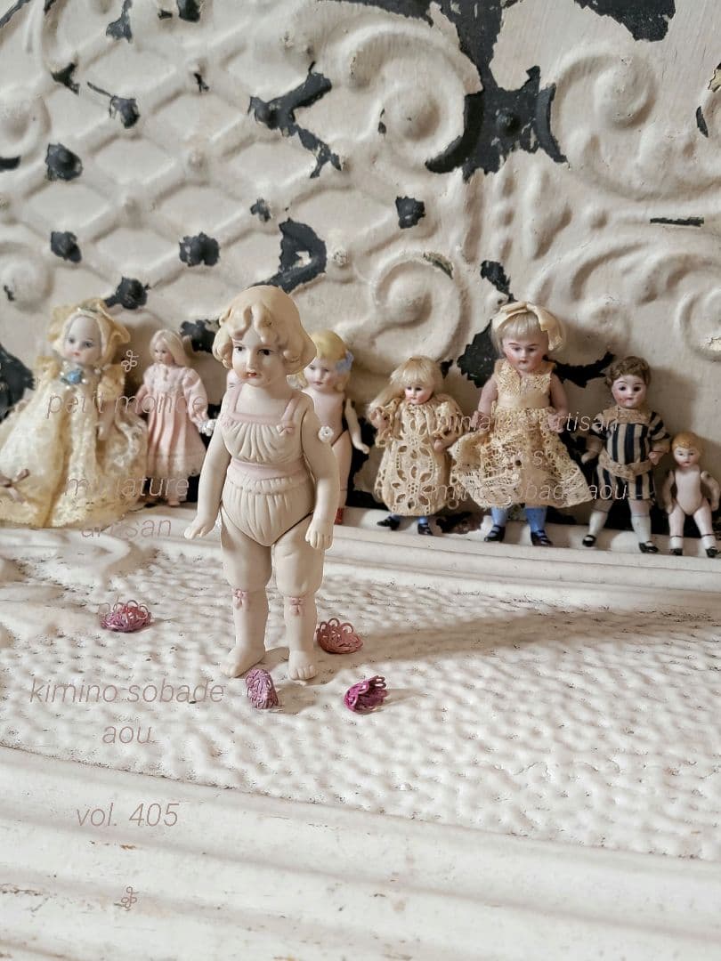 ▼ 超希少　ヴィンテージビスクドール　ピンクセイラー　リボン　手足ジョイント