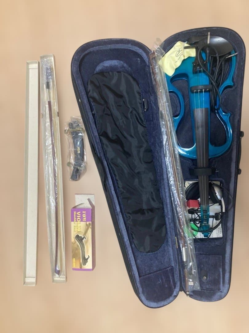 エレクトリックバイオリン 青 ケース付き