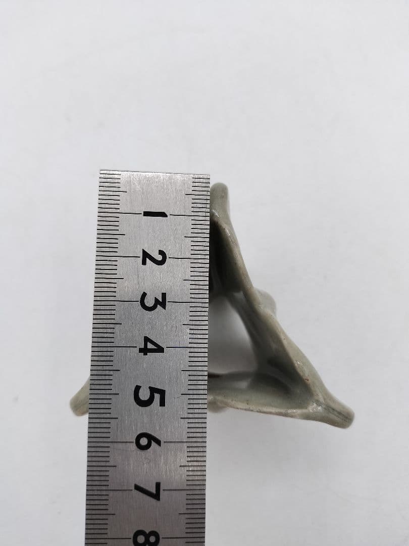 c734 蓋置 灰釉 蝶　遠州七窯　膳所　陽炎園 木箱 茶道具 古物