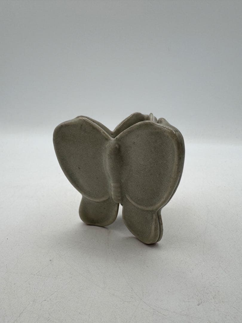 c734 蓋置 灰釉 蝶　遠州七窯　膳所　陽炎園 木箱 茶道具 古物