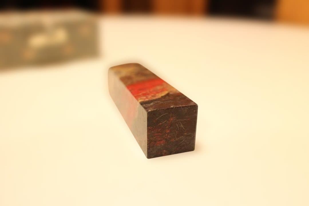 石製長方形オブジェ 鶏血石　方印材 　印章