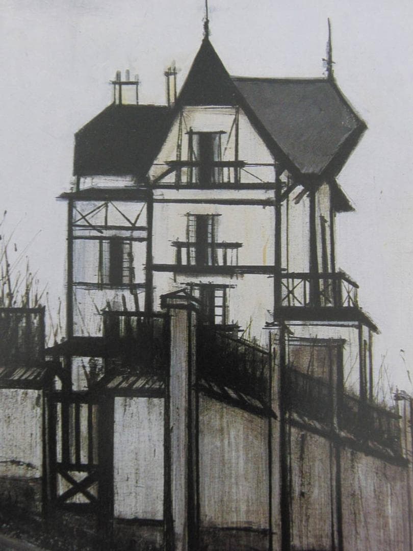 ベルナール・ビュッフェ「Villas a Saint-Cast」希少画集の額装画