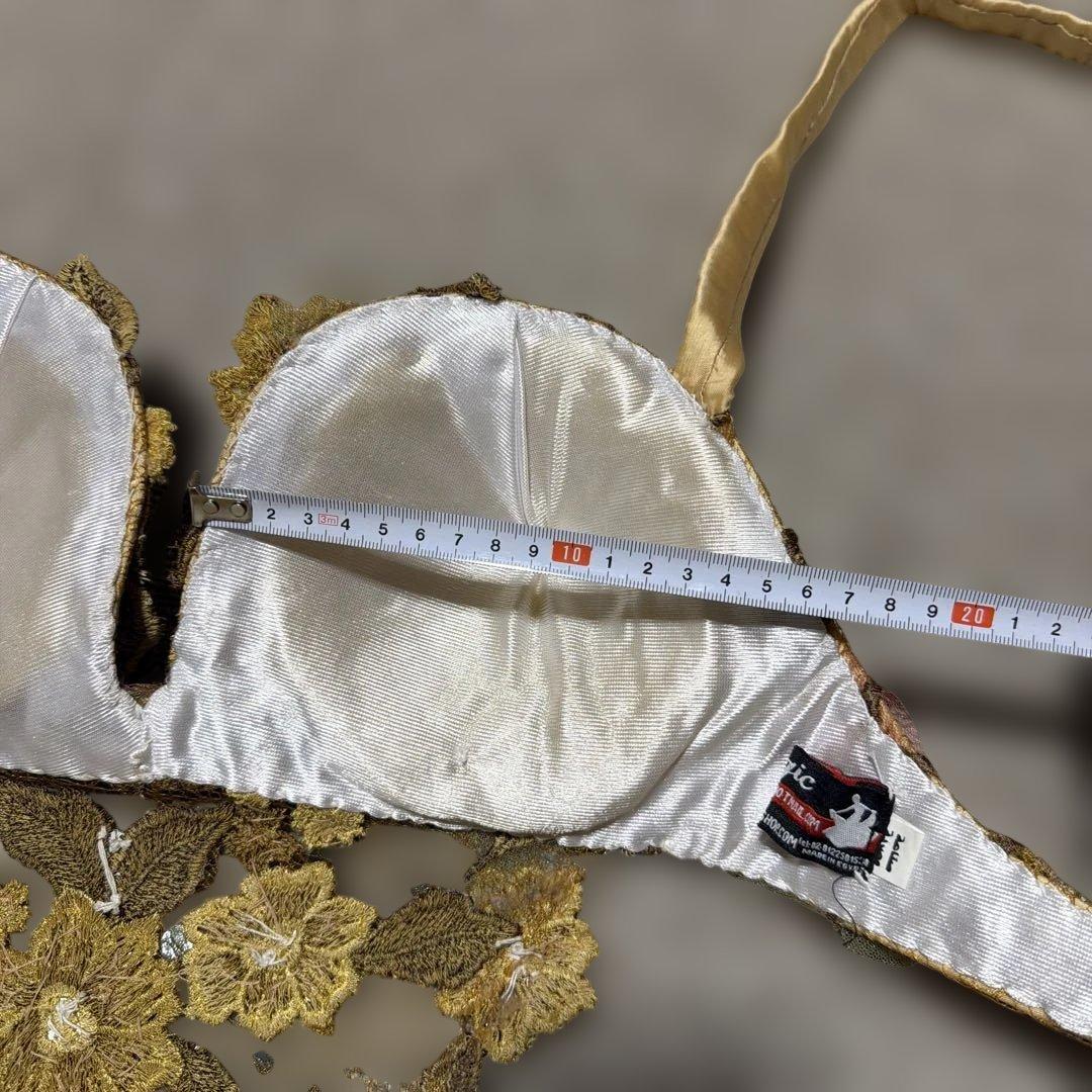 ベリーダンス セットアップ ゴールド 花柄刺繍