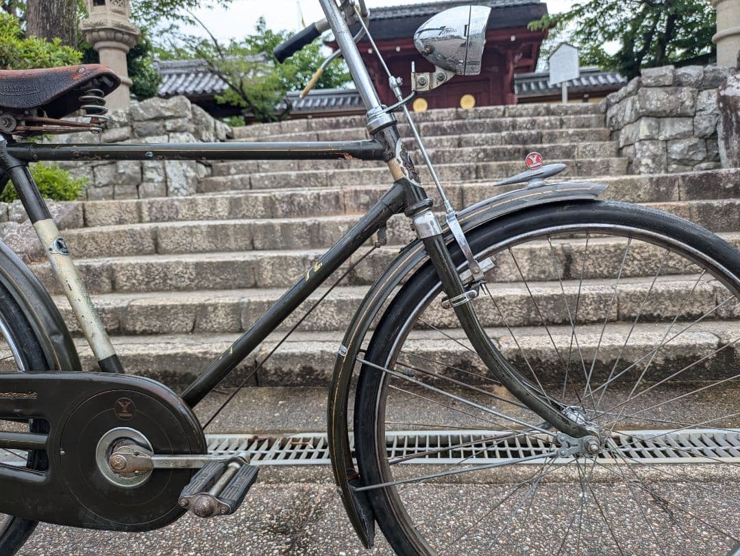 山口　シルバー号　整備済み　実用車　昭和 レトロ 自転車 　ロッドブレーキ