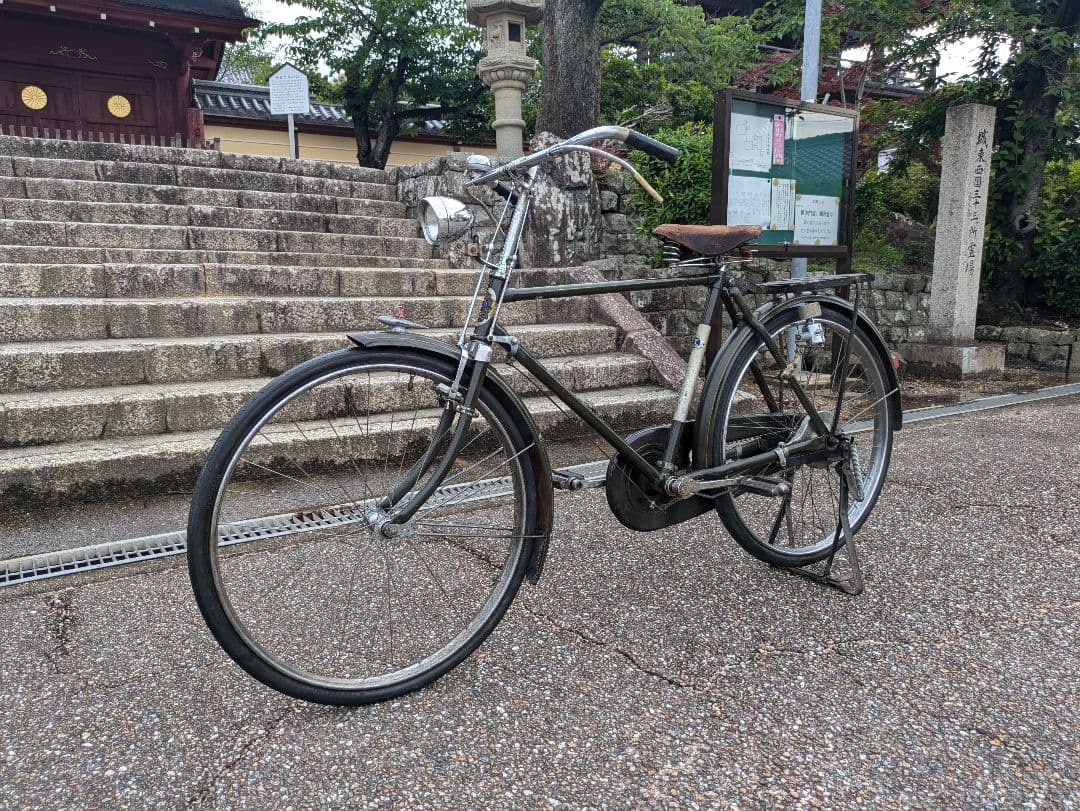 山口　シルバー号　整備済み　実用車　昭和 レトロ 自転車 　ロッドブレーキ