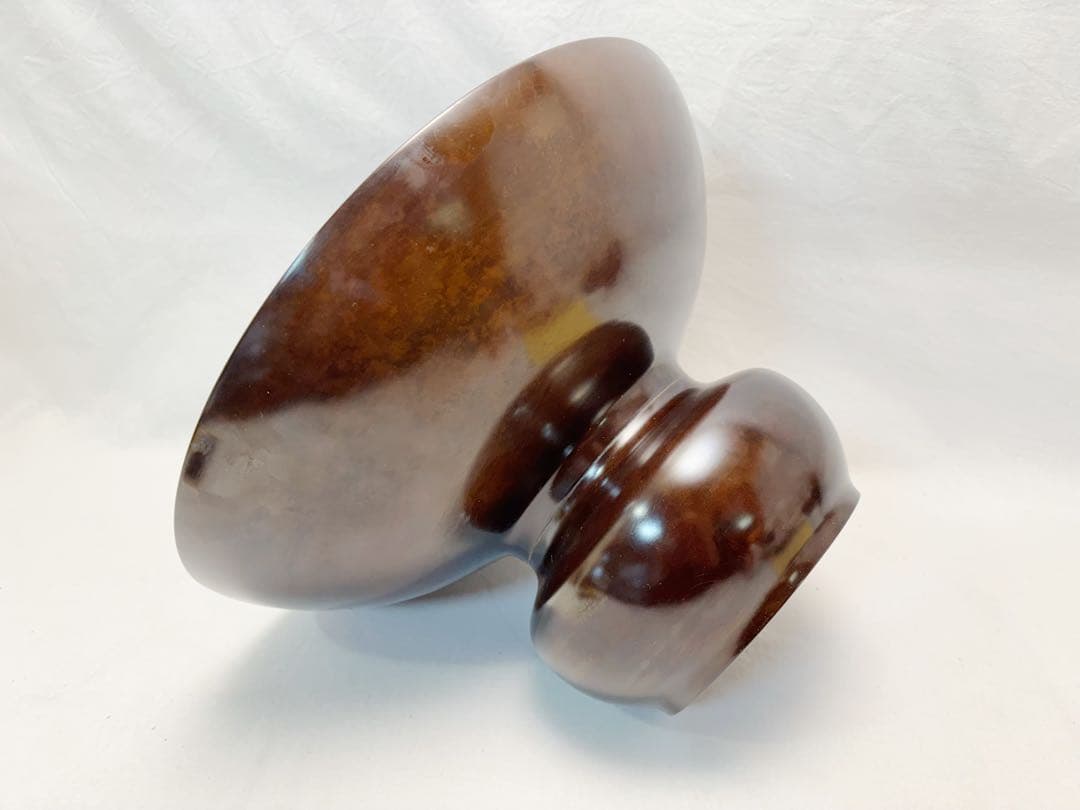 未使用 華道具 宗？造 唐銅製 紫朱銅 蕪花器 重さ約5.6kg 花瓶花器 共箱