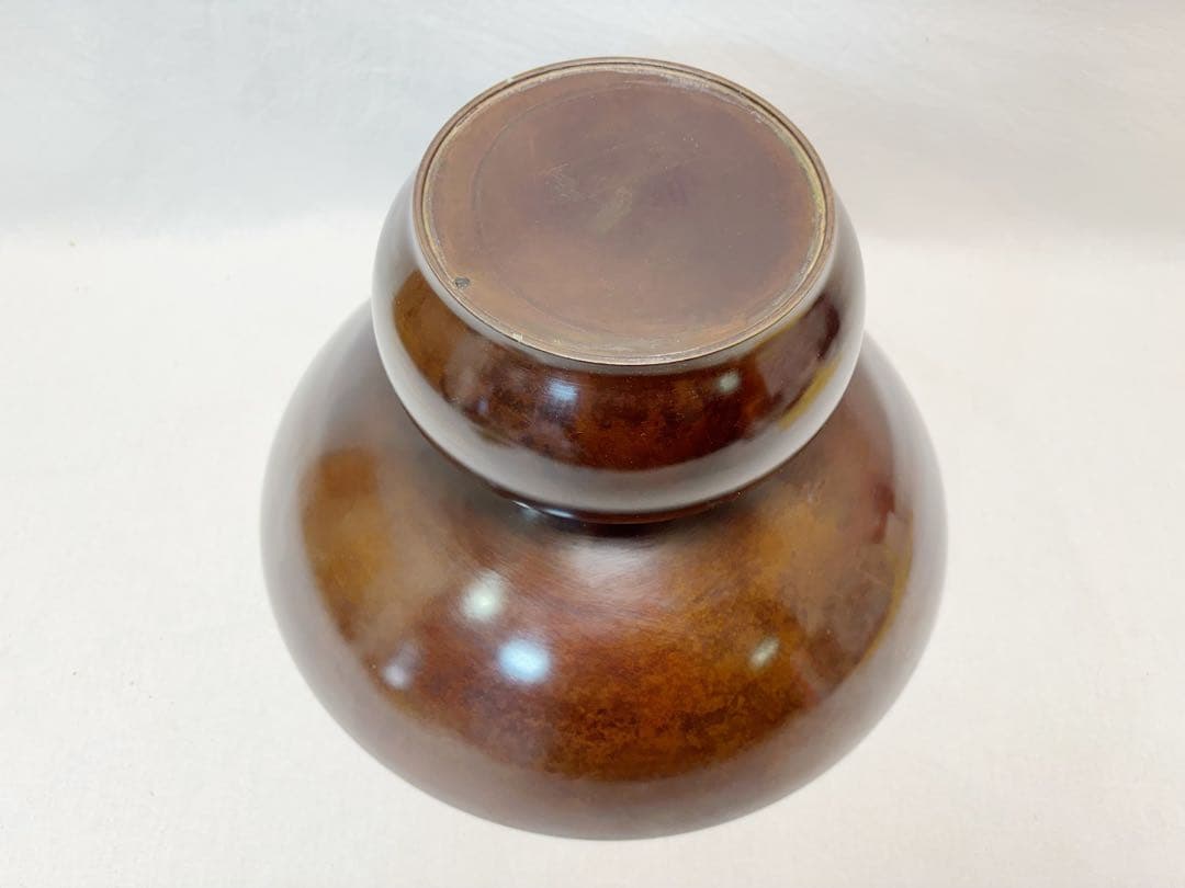 未使用 華道具 宗？造 唐銅製 紫朱銅 蕪花器 重さ約5.6kg 花瓶花器 共箱