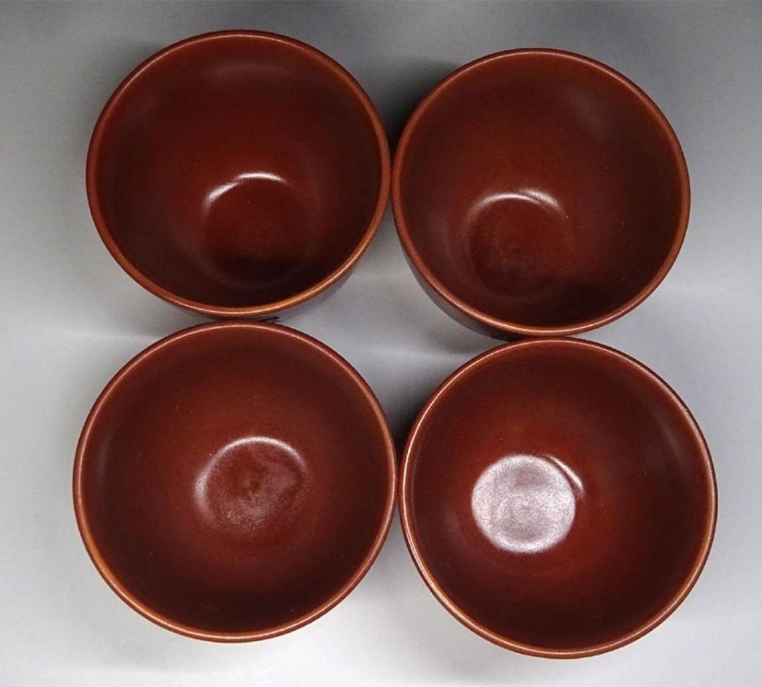 中国古玩 朱泥釉 茶器 (急須、茶碗セット) 箱付 唐物 t96555