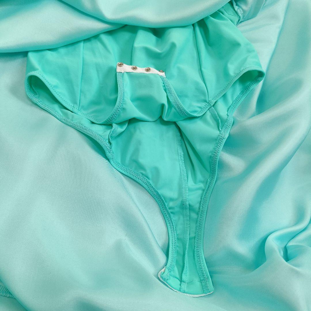 中国製 社交ダンス衣装 エメラルドグリーン レース ビジュー M インナー付