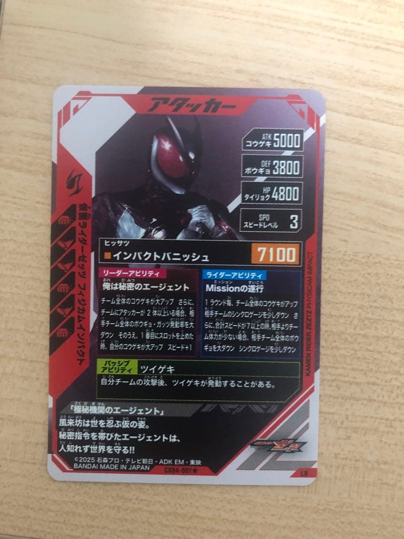 仮面ライダーゼッツ フィジカムインパクト LR パラレル