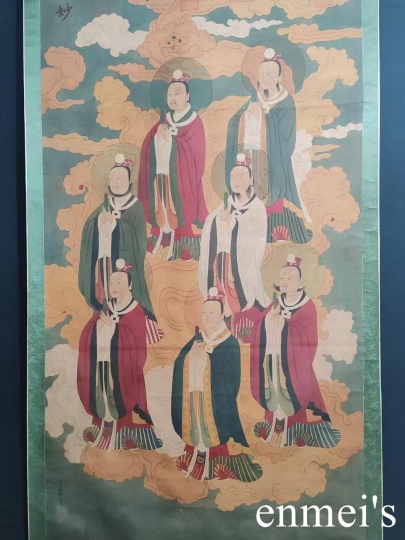 中国古美術・純手描き大六尺中堂神仙图・人物画・丁観鵬印款・書道・絹本・肉筆・珍品