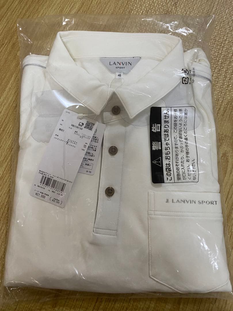 新品タグ付LANVIN SPORT ホワイト 長袖ポロシャツ