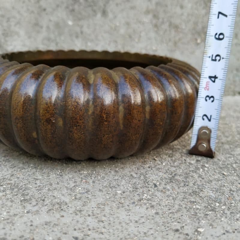 宣款 瓜紋筆洗 銅製 書道具 文房具 工芸品 美術品 置物