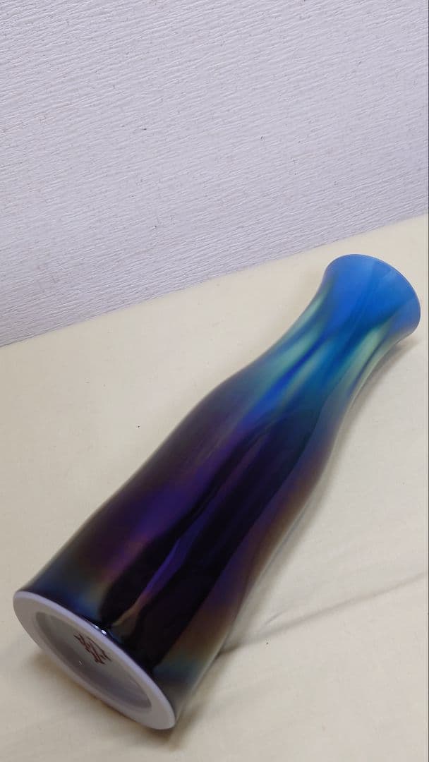 九谷　徳田八十吉　赤銘　花入　共箱