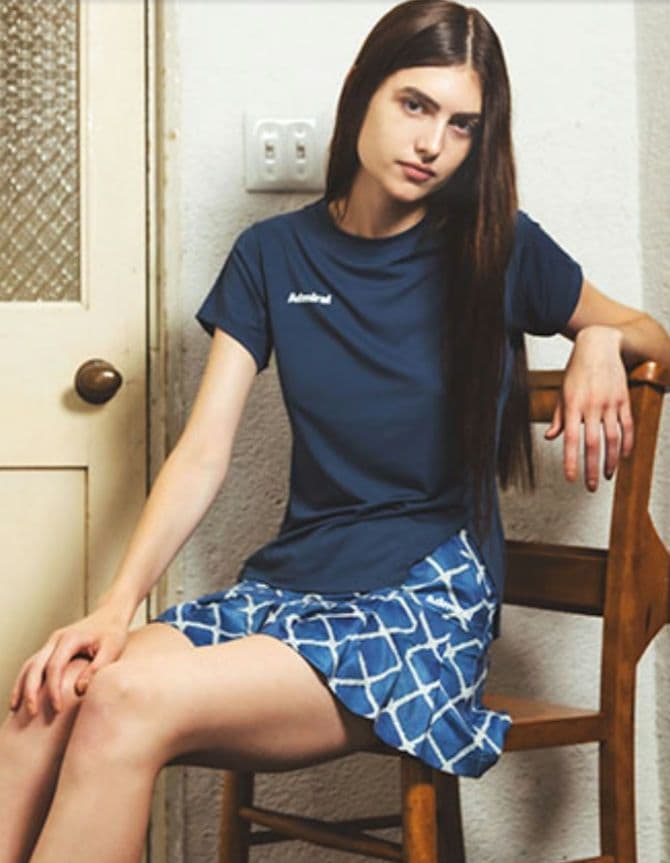 アドミラル テニス サイドアシメスリットTEE Lサイズ　ネイビー