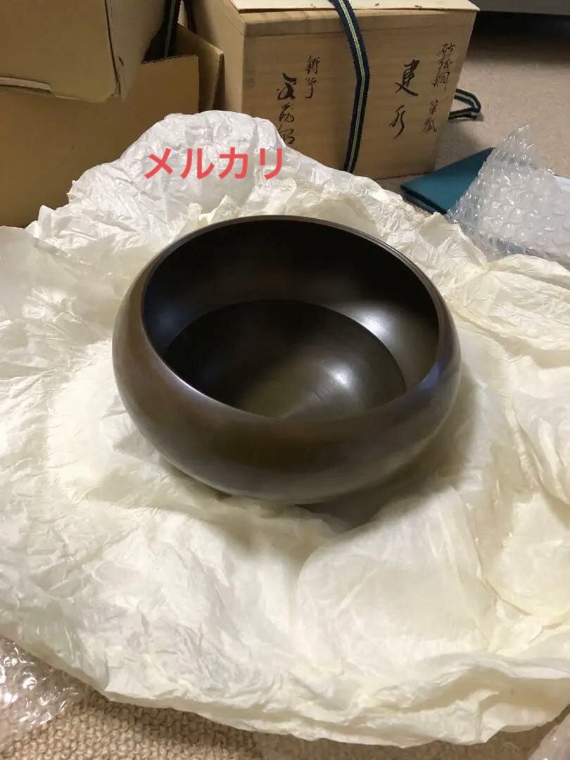 砂張銅　瓢箪　建水　金森紹栄氏作　共箱入