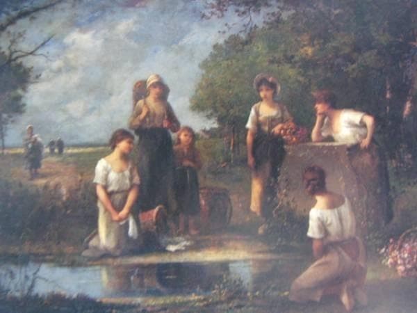 レオン・リシェ、洗濯女たち、希少画集画、新品額装付