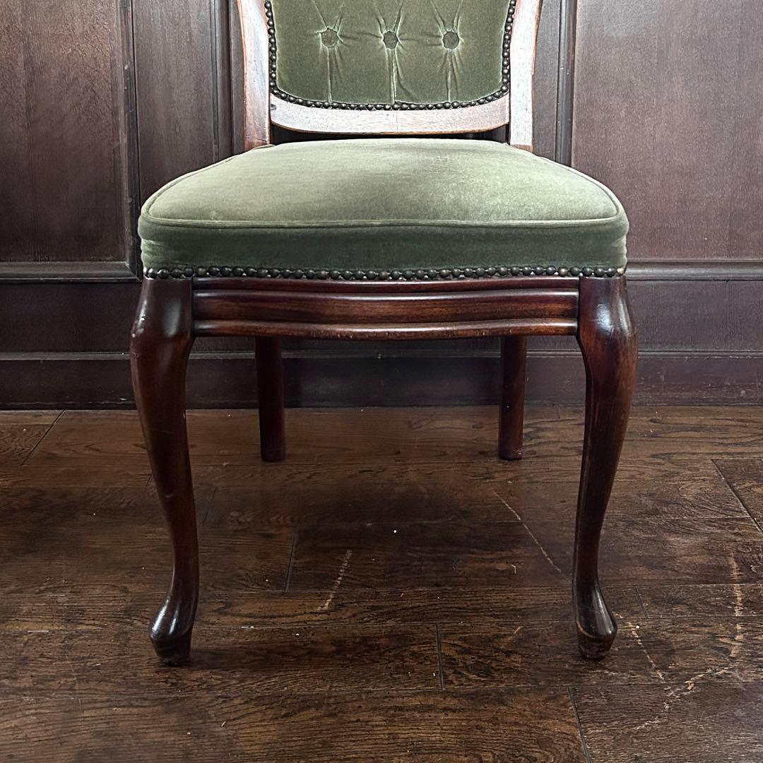 アンティーク 猫足 ベロアチェア/ベルベットチェア