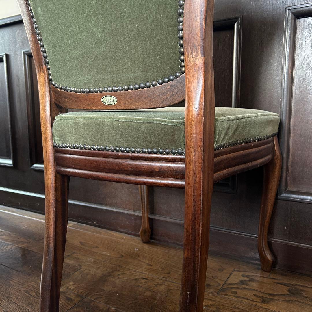 アンティーク 猫足 ベロアチェア/ベルベットチェア