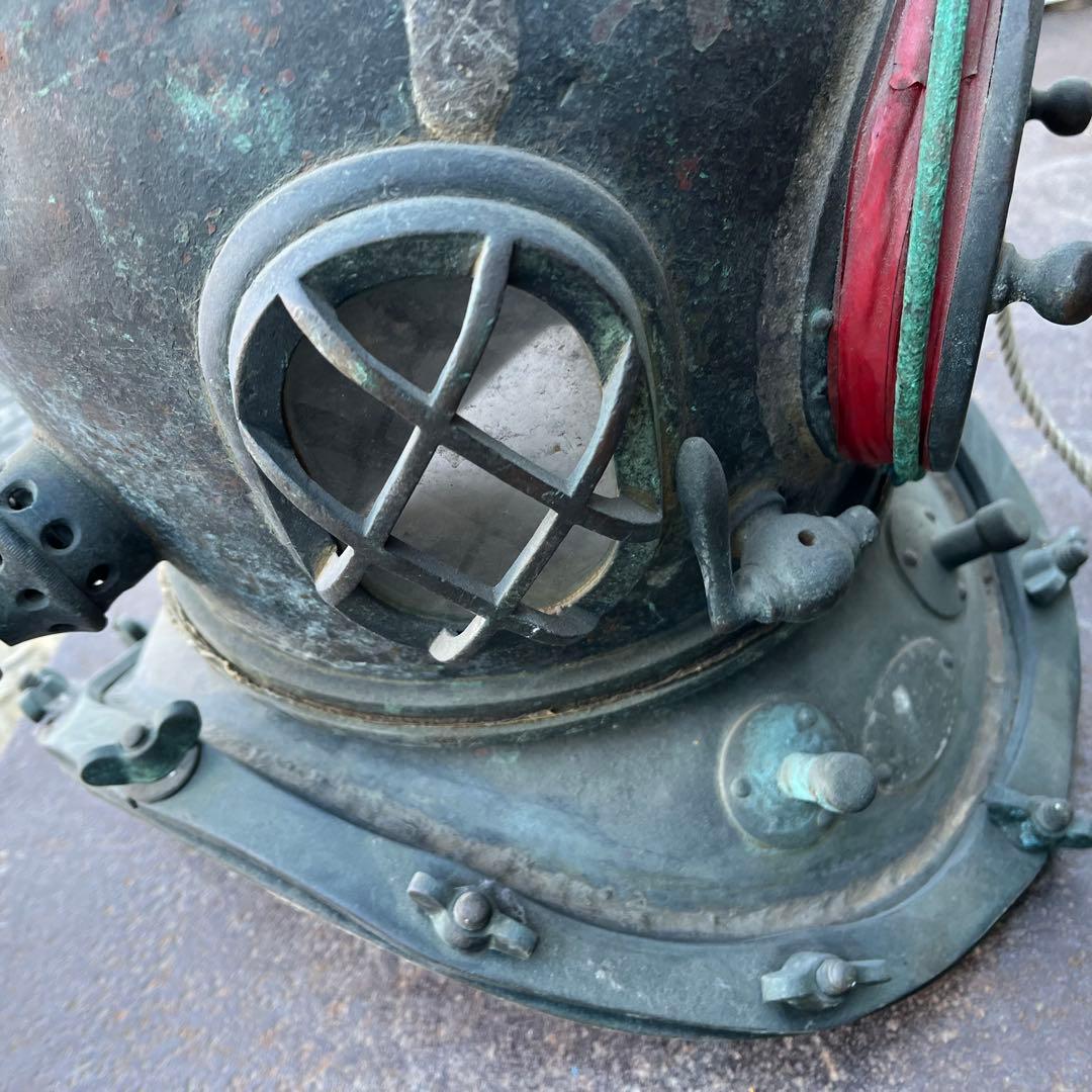 【希少】東亜潜水機株式会社　ヘルメット式潜水　アンティークの潜水ヘルメット真鍮②