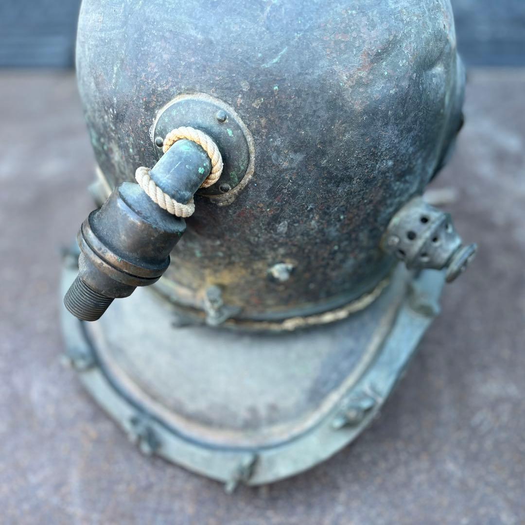 【希少】東亜潜水機株式会社　ヘルメット式潜水　アンティークの潜水ヘルメット真鍮②