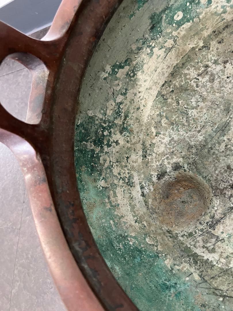 値下げ！喜龍堂造？㐂龍堂？紫銅　宣徳瓶掛　火鉢　金紫銅　唐金　茶道具