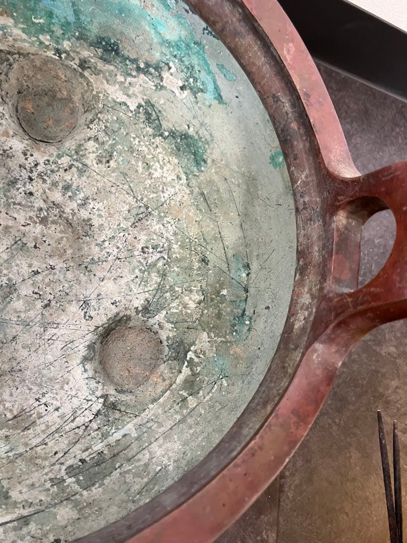 値下げ！喜龍堂造？㐂龍堂？紫銅　宣徳瓶掛　火鉢　金紫銅　唐金　茶道具