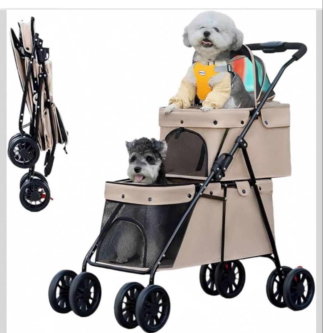 【新品未開封】ペットカート 犬猫　ベージュ 360°回転 前輪サスペンション