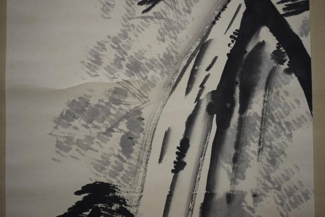 真作/阿部春峯/山水図/布袋屋掛軸HG-823