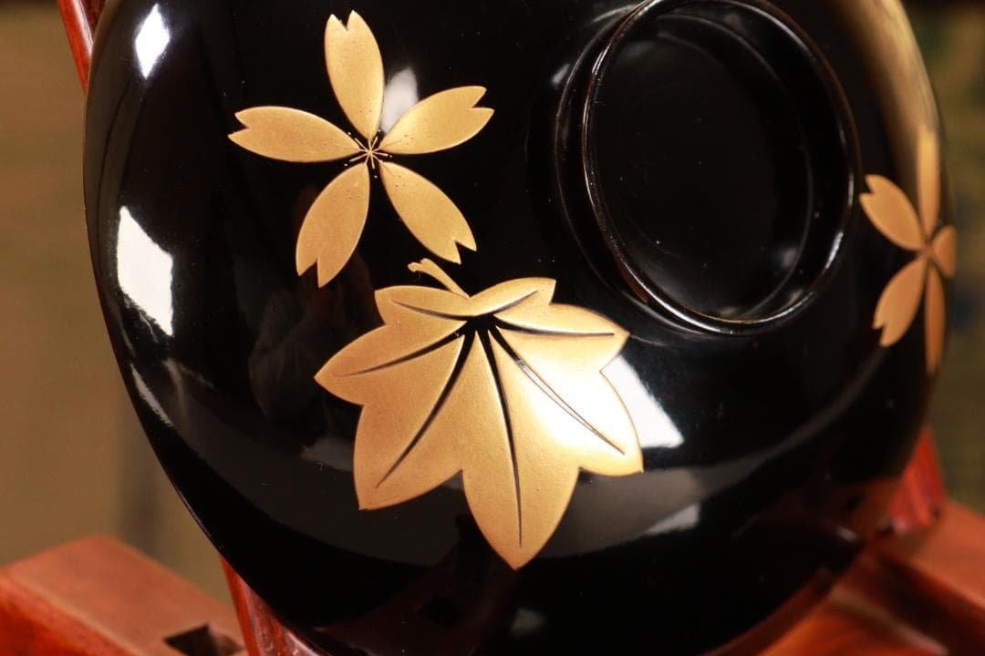 BJ111　時代輪島塗　流水紅葉桜図蒔絵　吸物椀　二客　木製　茶道具 懐石 会席