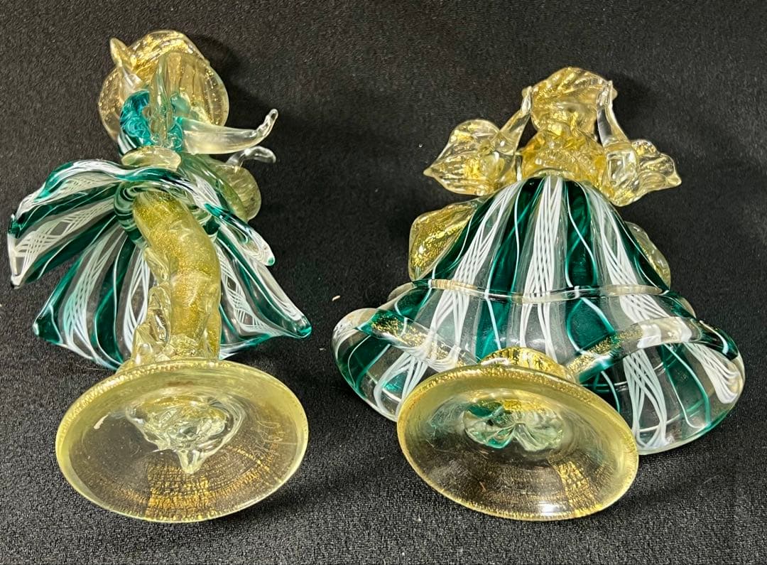 ベネチアン　ムラーノガラス　男女ペアー人形　置物