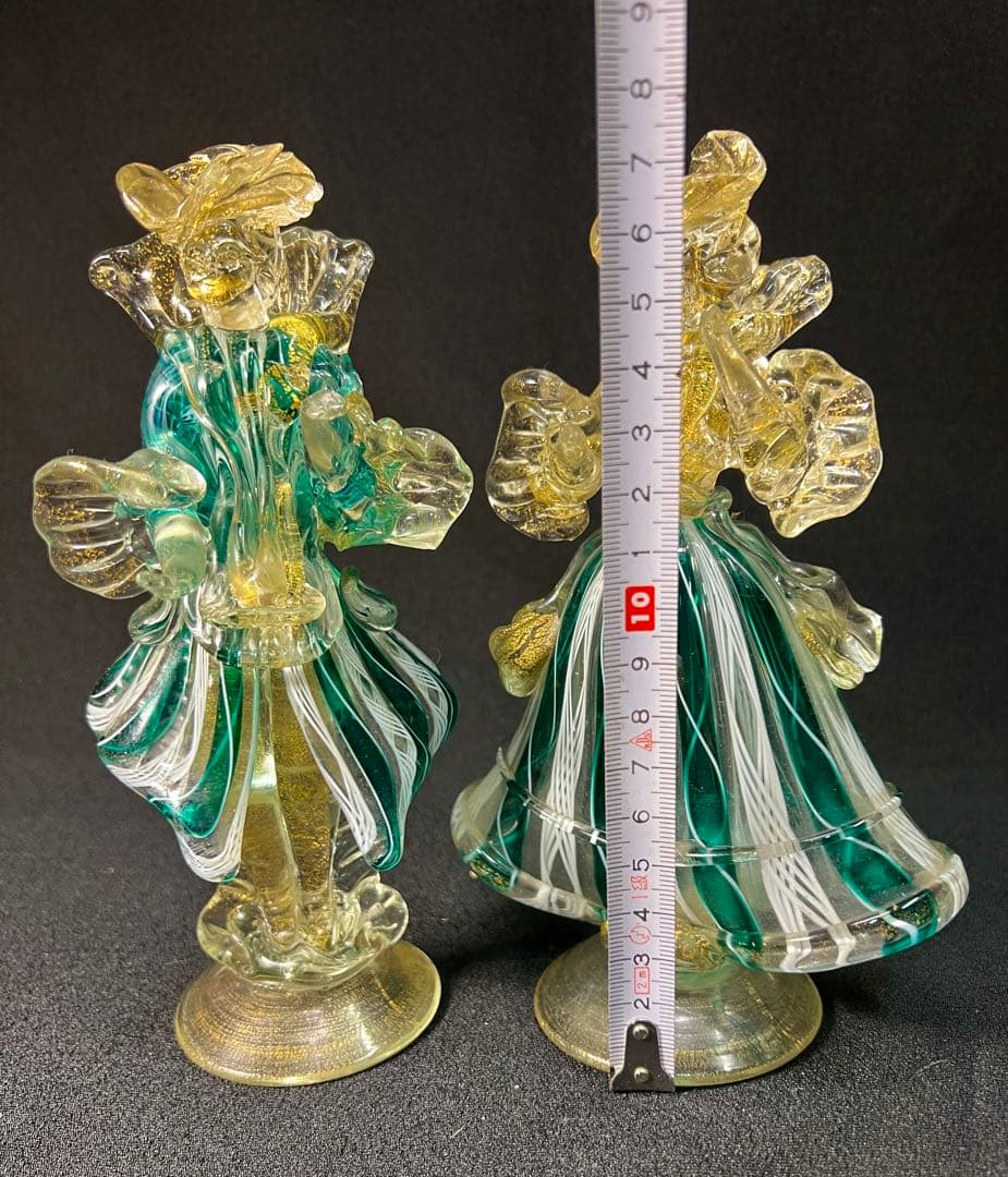 ベネチアン　ムラーノガラス　男女ペアー人形　置物