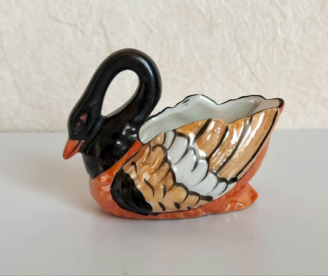 超豪華！オールドノリタケ レアー配色スワン 小ボウル1918年ラスター彩