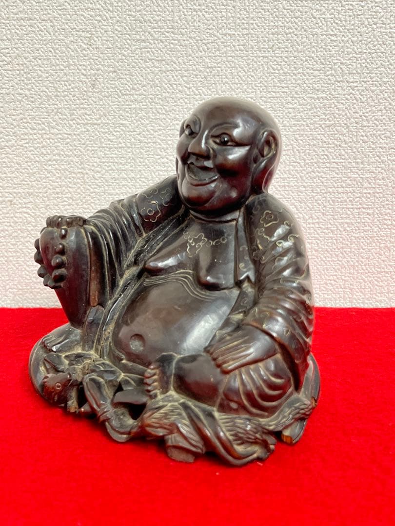 中国古美術•清時代紫檀銀象嵌羅漢像 B147—55