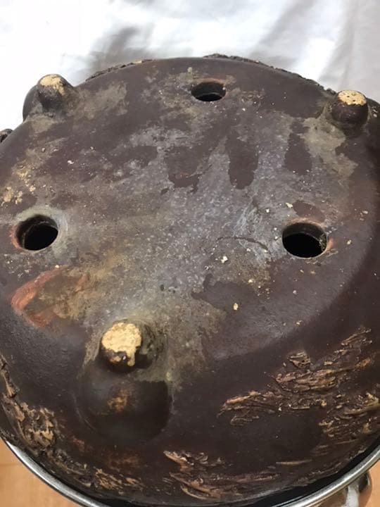 希少時代手作り松皮大きい盆栽鉢木肌作り植木鉢大寄せ植え鉢30cmゴツゴツ南蛮鉢